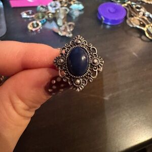 Elegant Silver and Blue Women's Ring
